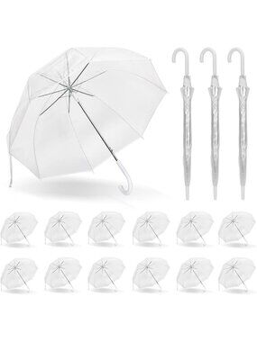 Clear Bubble Umbrella - 48" Windproof Transparent Dome, Auto Open J-Handle
